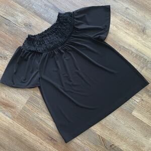 Ann Taylor Off Shoulder Flutter Sleeve Black Flowy Top Sz XS